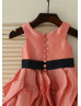 Coral Taffeta Ruffle Skirt Flower Girl Dress